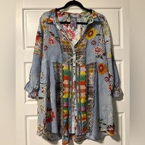 Johnny Was Multicolor Floral Shirt